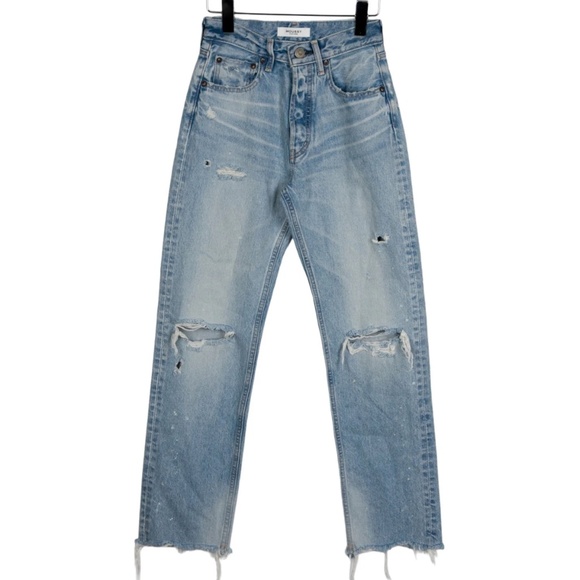 Moussy Vintage Mid Rise Distressed Straight Leg Jeans - Picture 1 of 2
